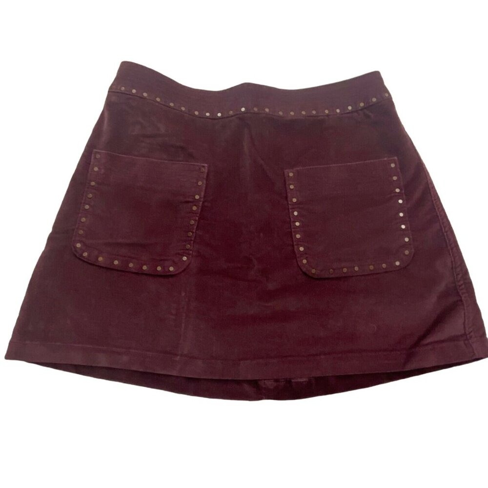 Abercrombie & Fitch Womens Studded Velour Mini Skirt-Brown-Size 0-GUC